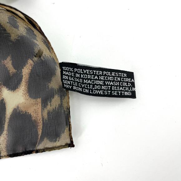 Leopard Print Long Scarf Brown Gold Satin - Picture 4 of 5